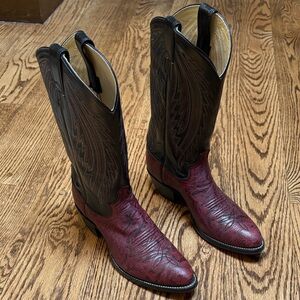 Justin Boots Men's Black and Burgundy Western Boots